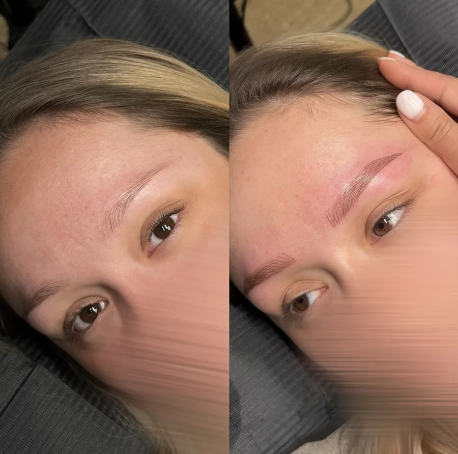 Nanoblading sourcils, avant/après